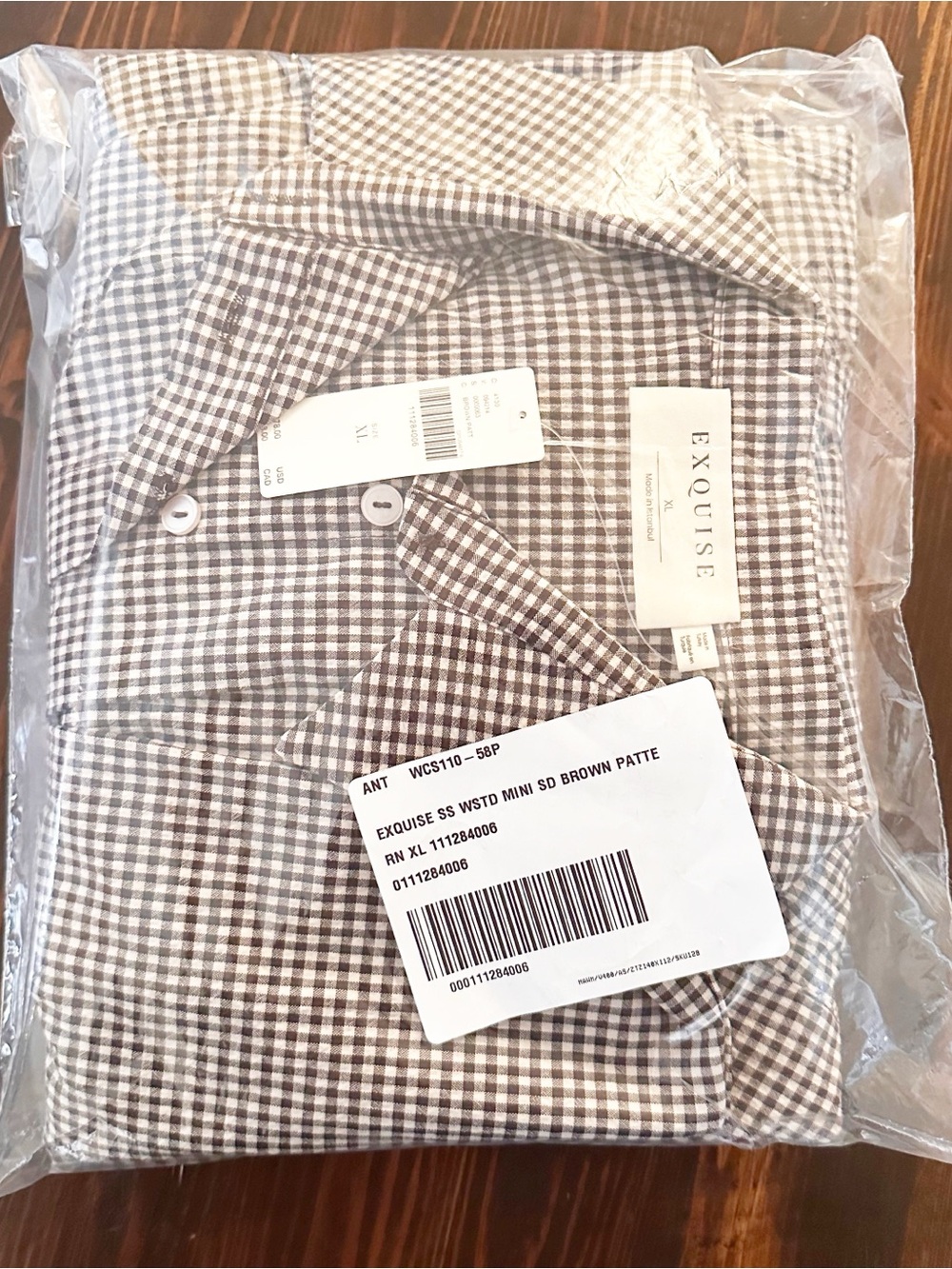 Anthropologie Exquise Tobie Mini Shirtdress  Brown Gingham - Picture 5 of 5